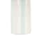 12" White & Teal Stripes Round Wide Ceramic Vase